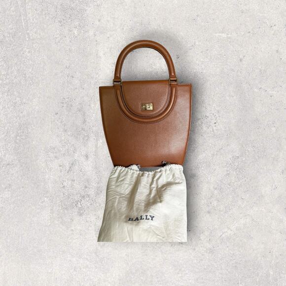 Bally Handbags - Vintage Bally Structured Top Handle Satchel (Brown Leather with Turnlock)